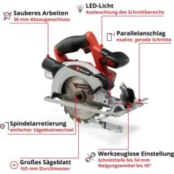 Einhell Power X-Change Akku-Handkreissäge TE-CS 18/165-1 Li Solo -Heimwerkzeuge Geschäft 4006825647556 2171 03